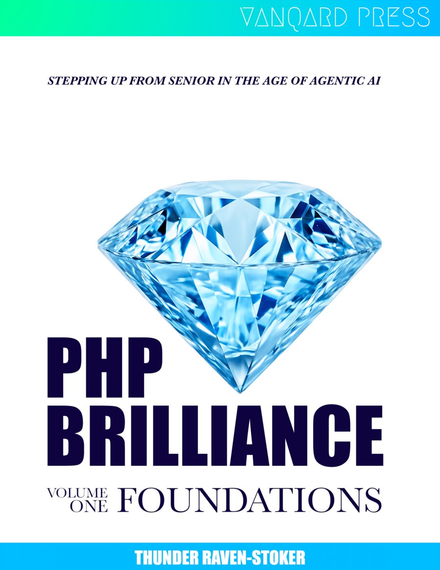 PHP Brilliance, Volume One: Foundations — book cover featuring a faceted diamond, by Thunder Raven-Stoker, Vanqard Press